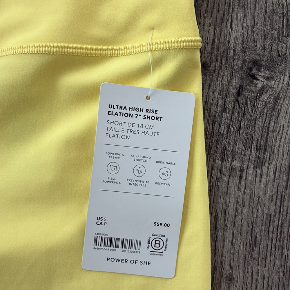 NWT Athleta Ultra High Rise Elation 7” Short ✧ Citron ✧ Size S - Picture 3 of 4